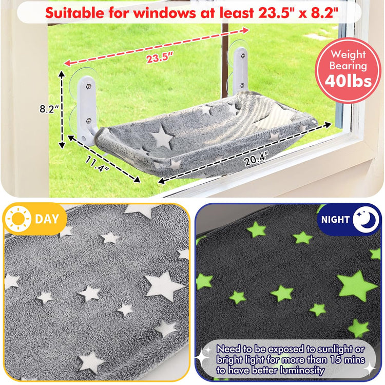 Ideal Sunbathing Cordless Space-Saving and Durable Window Perch for Cat