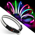 Vibrant Colors Dual Light Technology Multi-Color 7 Lighting Modes Light Up Collar For Dogs
