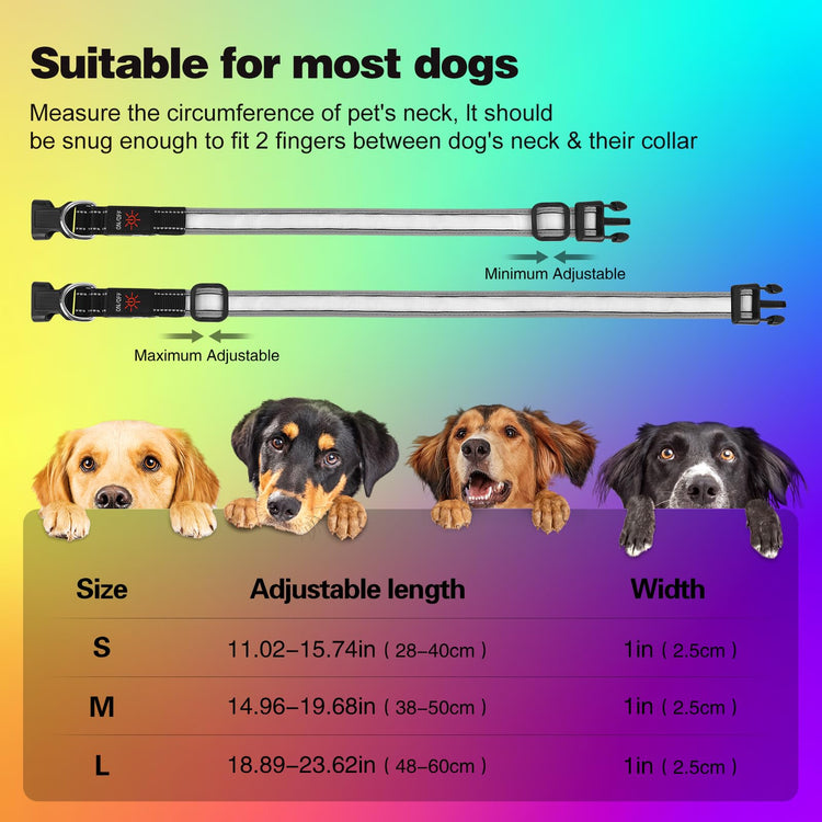 Vibrant Colors Dual Light Technology Multi-Color 7 Lighting Modes Light Up Collar For Dogs