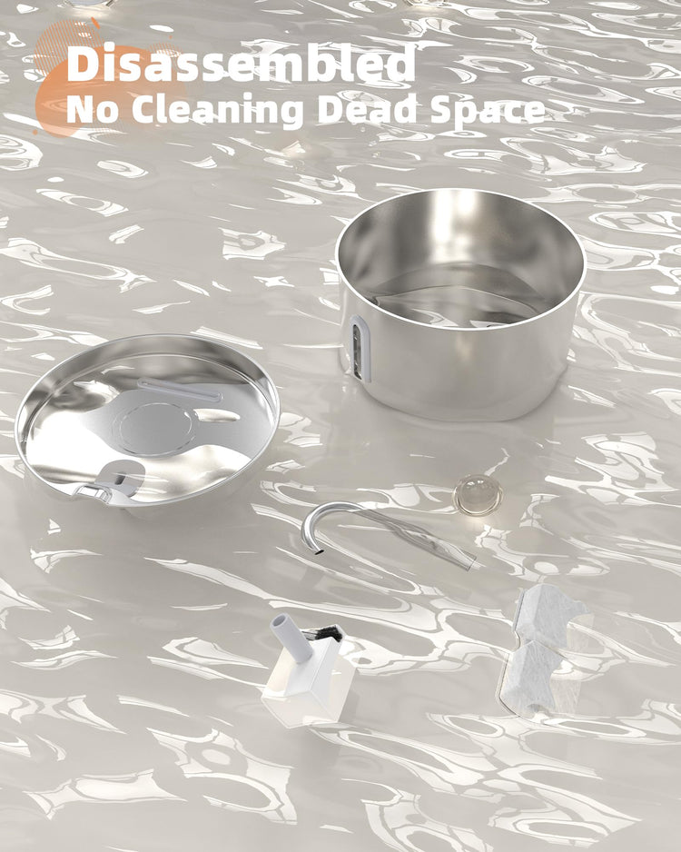 Ultra Quiet and Low Consumption Transparent Water Level Stainless Pet Fountain