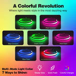 Vibrant Colors Dual Light Technology Multi-Color 7 Lighting Modes Light Up Collar For Dogs