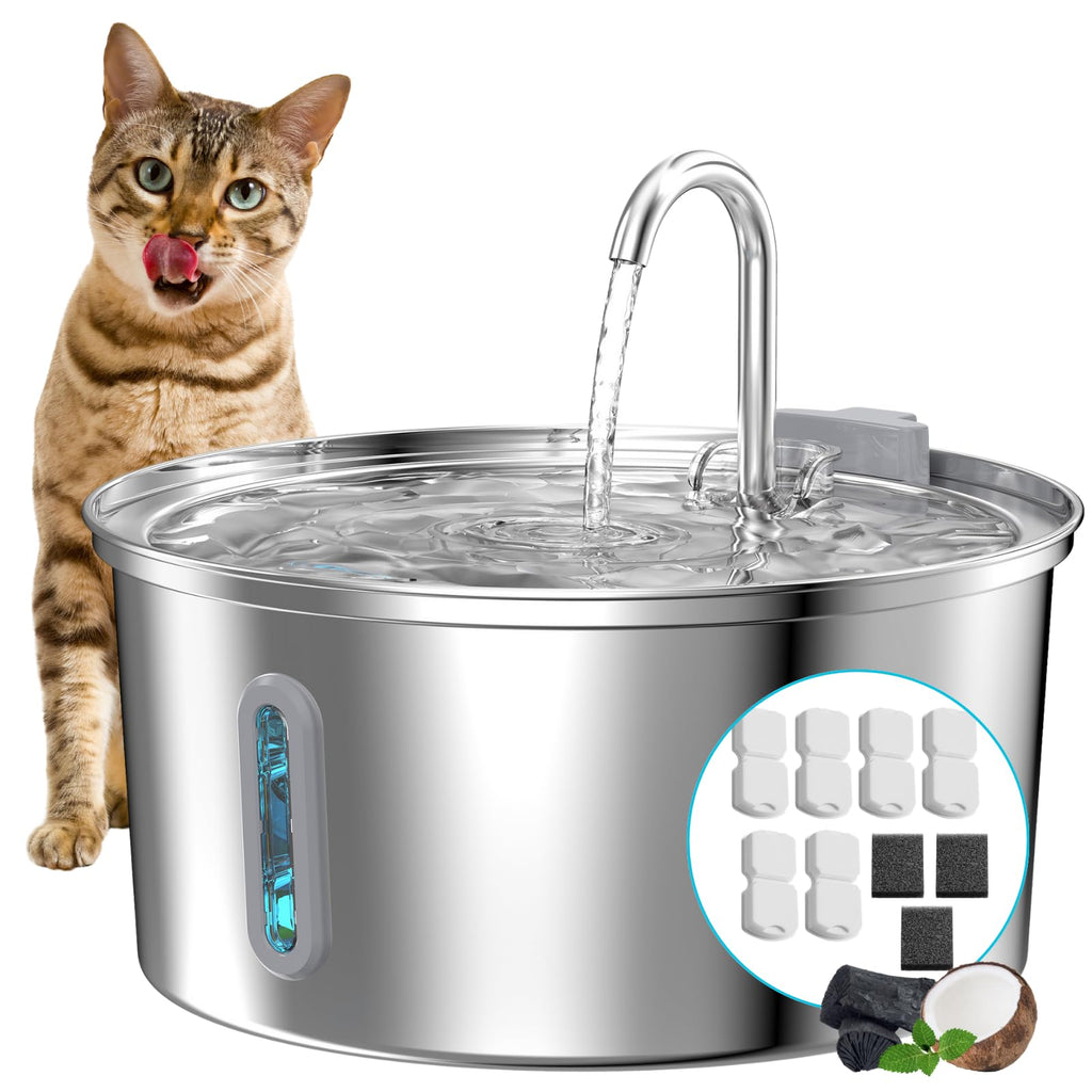 Ultra Quiet and Low Consumption Transparent Water Level Stainless Pet Fountain