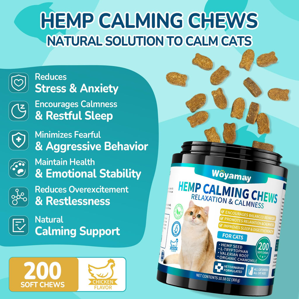 Flavored Anxiety & Stress Relaxation and Calming Chews for Cats