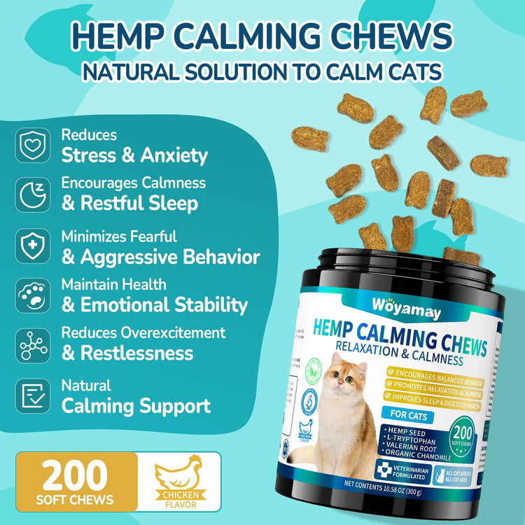 Flavored Anxiety & Stress Relaxation and Calming Chews for Cats