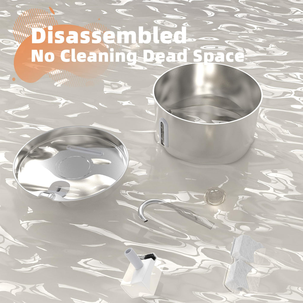 Ultra Quiet and Low Consumption Transparent Water Level Stainless Pet Fountain