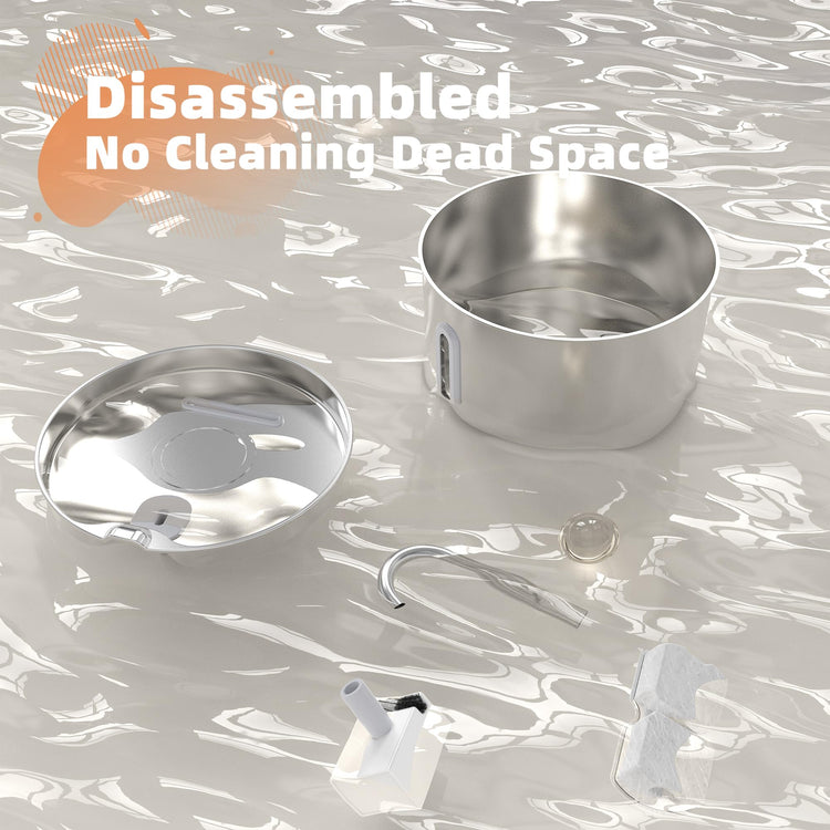Ultra Quiet and Low Consumption Transparent Water Level Stainless Pet Fountain